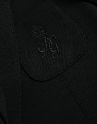 Blazer de botonadura sencilla con muescas de lana negra de Dolce &amp; Gabbana