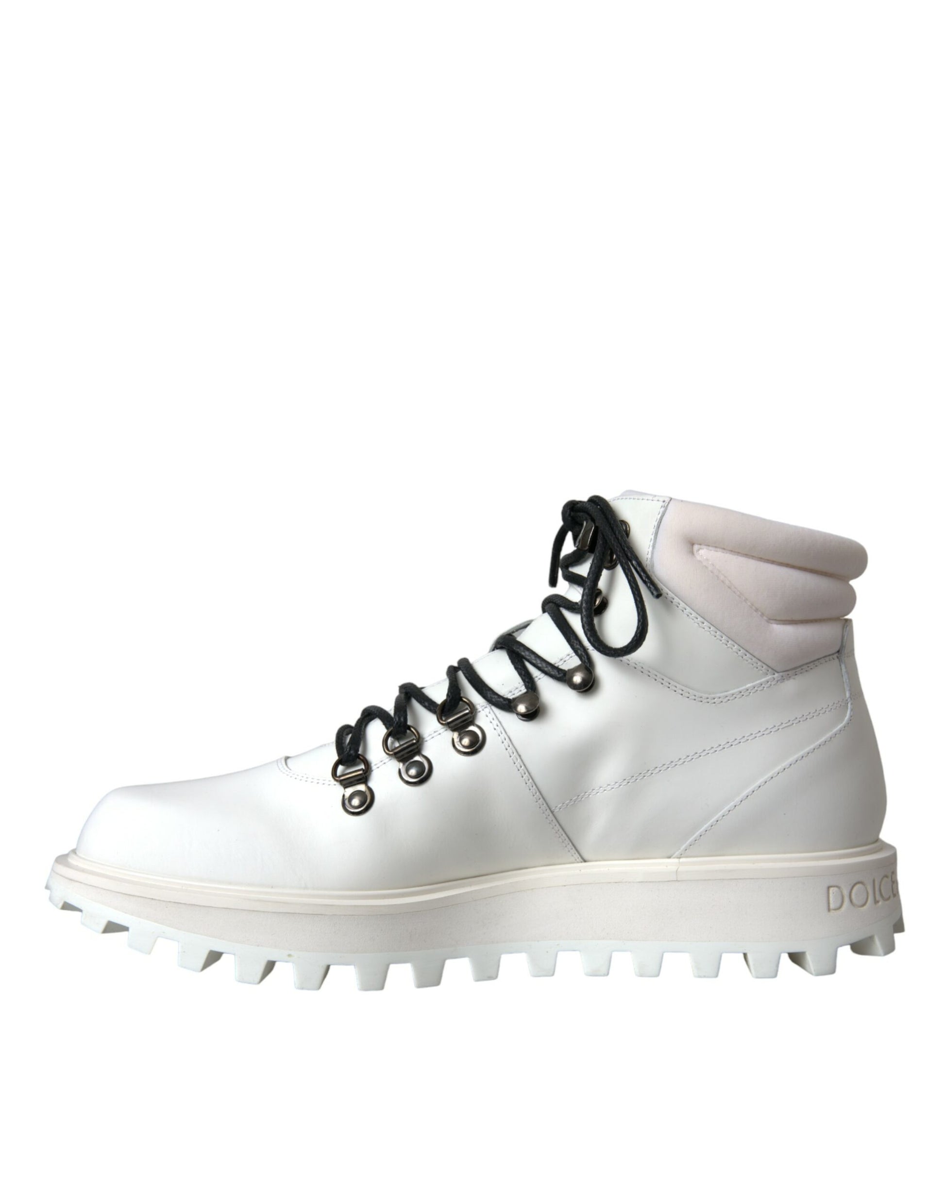 Dolce & Gabbana White Vulcano Trekking Men Ankle Boots Shoes