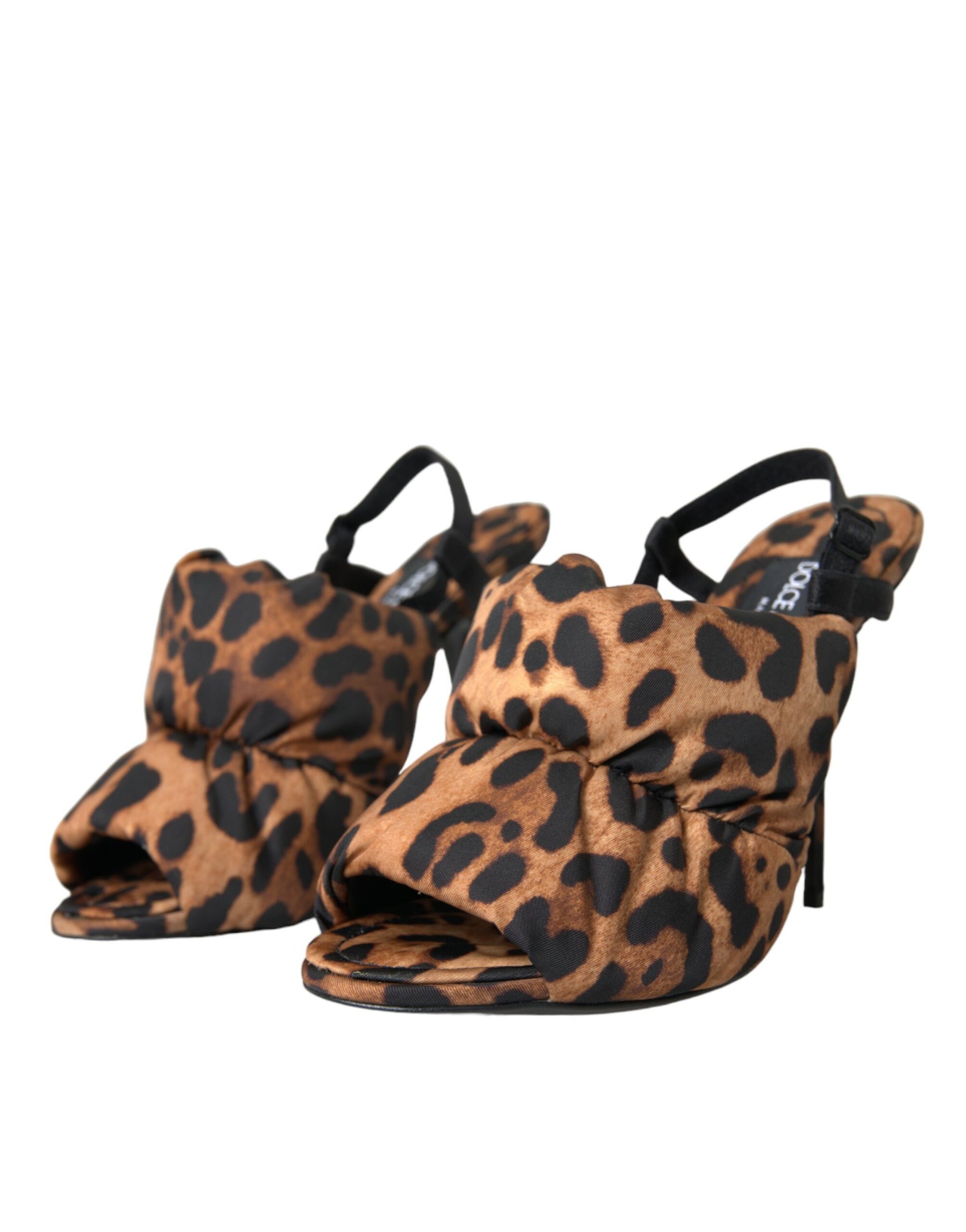 Sandalias de tacón con tiras cruzadas y estampado de leopardo en marrón de Dolce &amp; Gabbana