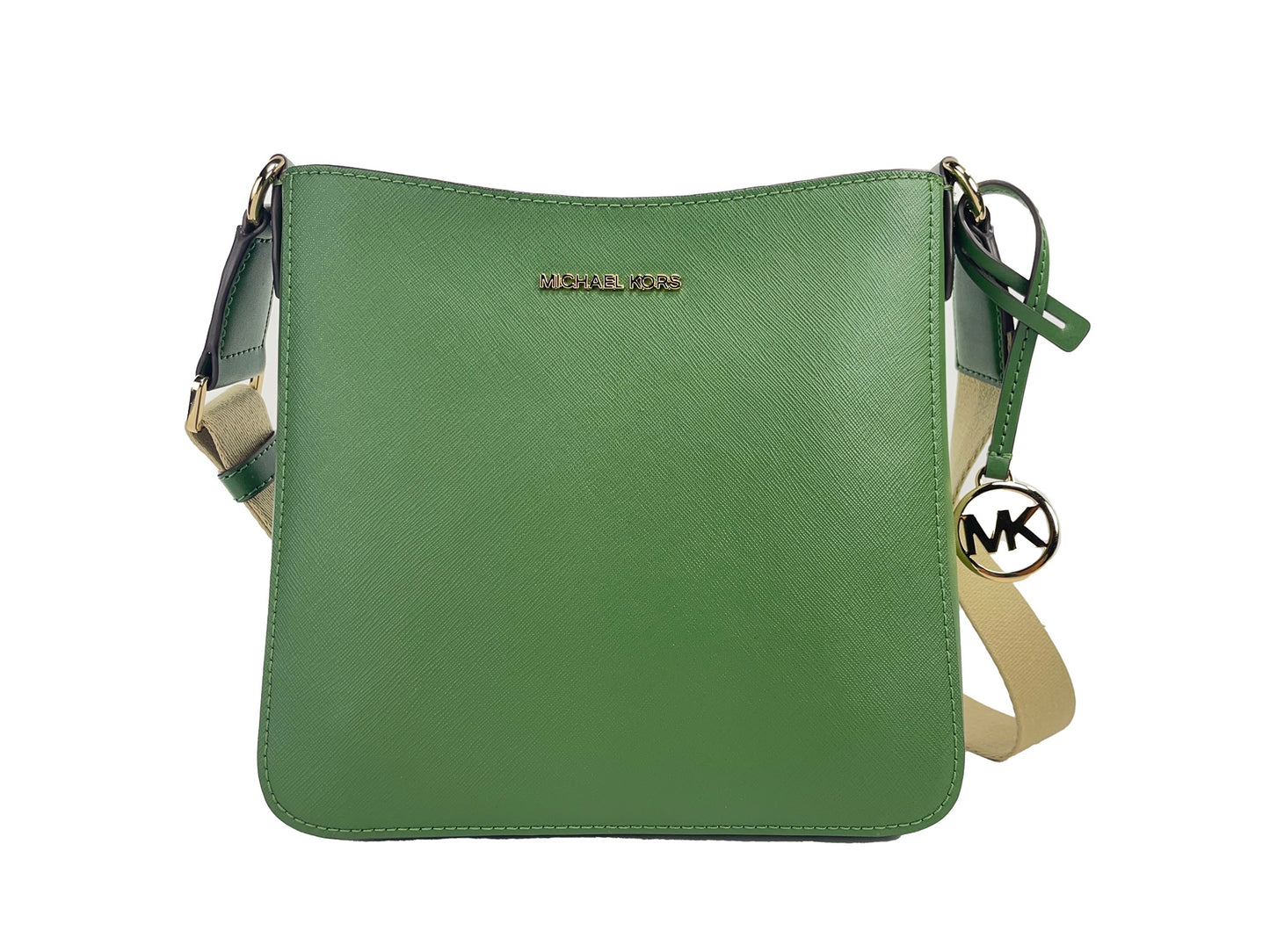 Bolso bandolera tipo mensajero Jet Set pequeño de Michael Kors, color verde