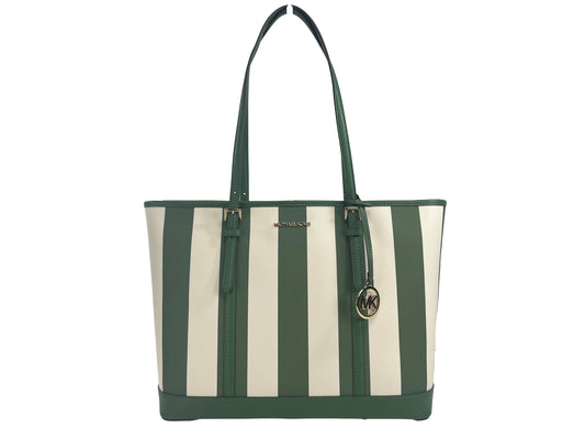 Bolso tote grande de PVC con diseño TZ Jet Set Travel de Michael Kors, color verde helecho