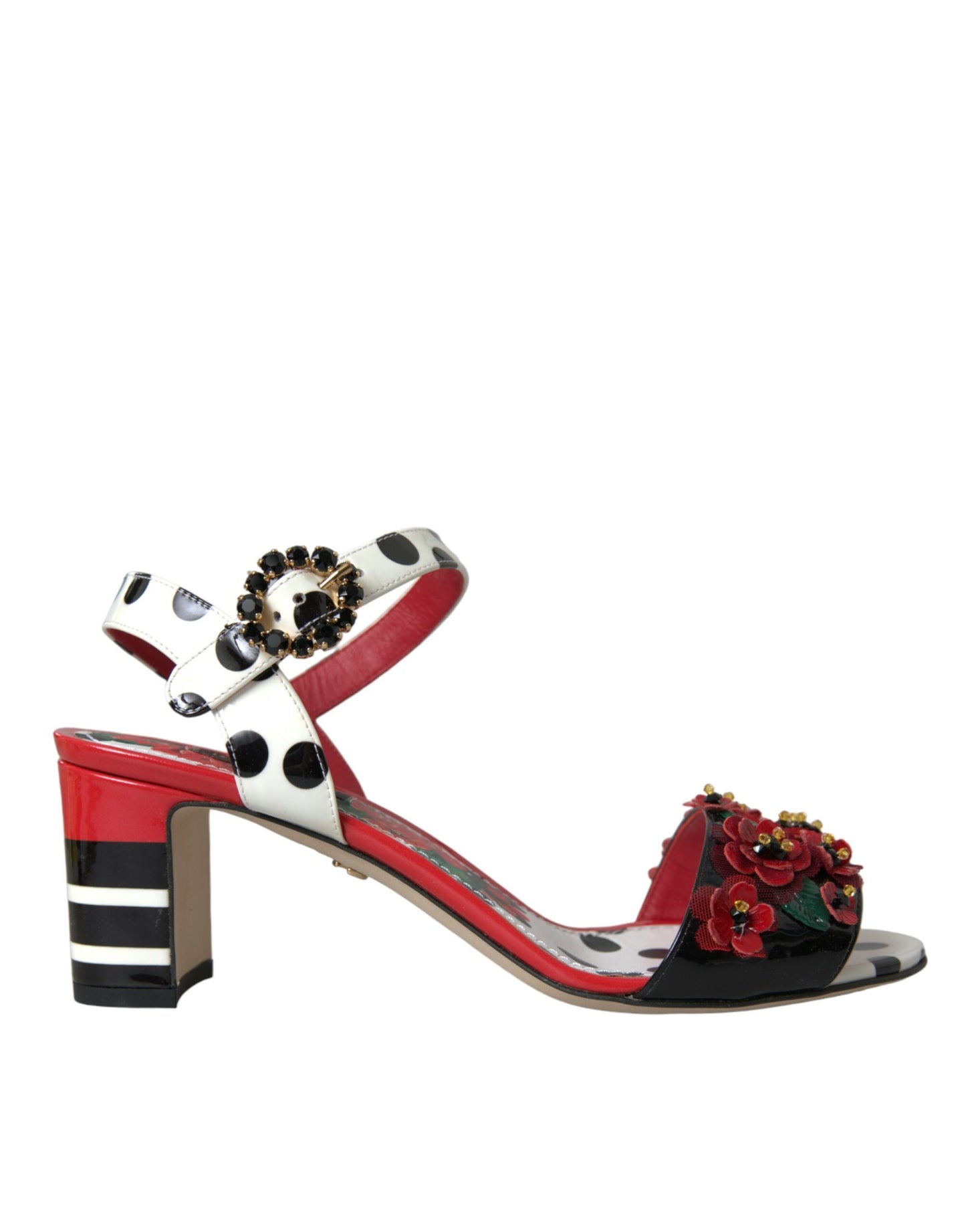 Sandalias de piel con cristales y flores multicolores de Dolce &amp; Gabbana