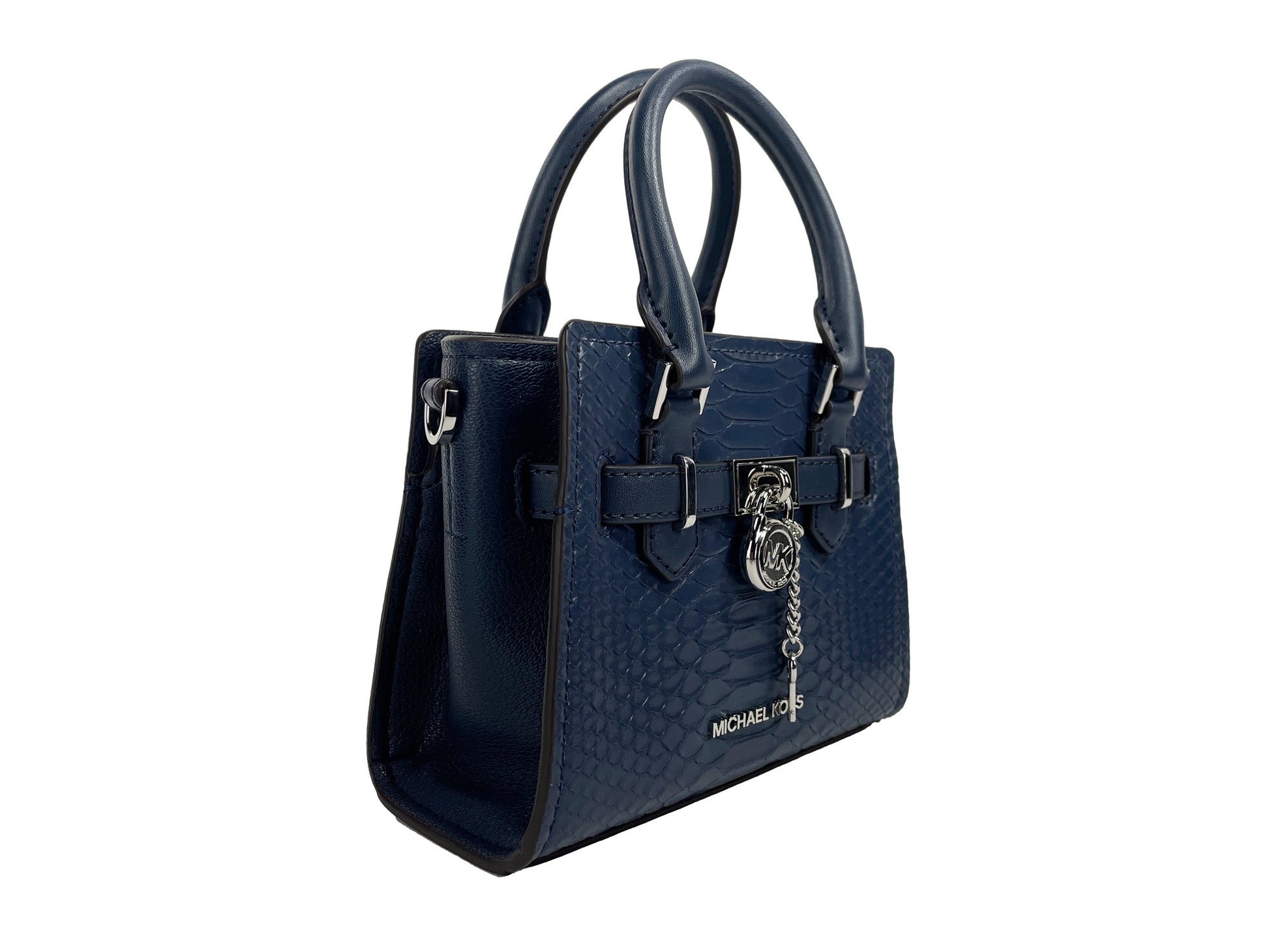 Bolso bandolera tipo cartera con diseño de serpiente en azul marino XS de Hamilton