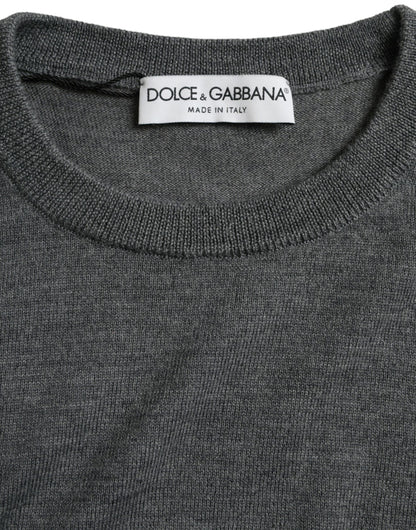 Suéter de cuello redondo de lana gris oscuro de Dolce &amp; Gabbana