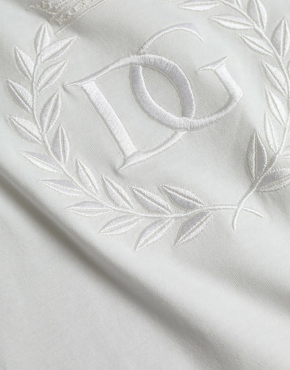 Camiseta de cuello redondo de algodón con logotipo en relieve en blanco de Dolce &amp; Gabbana