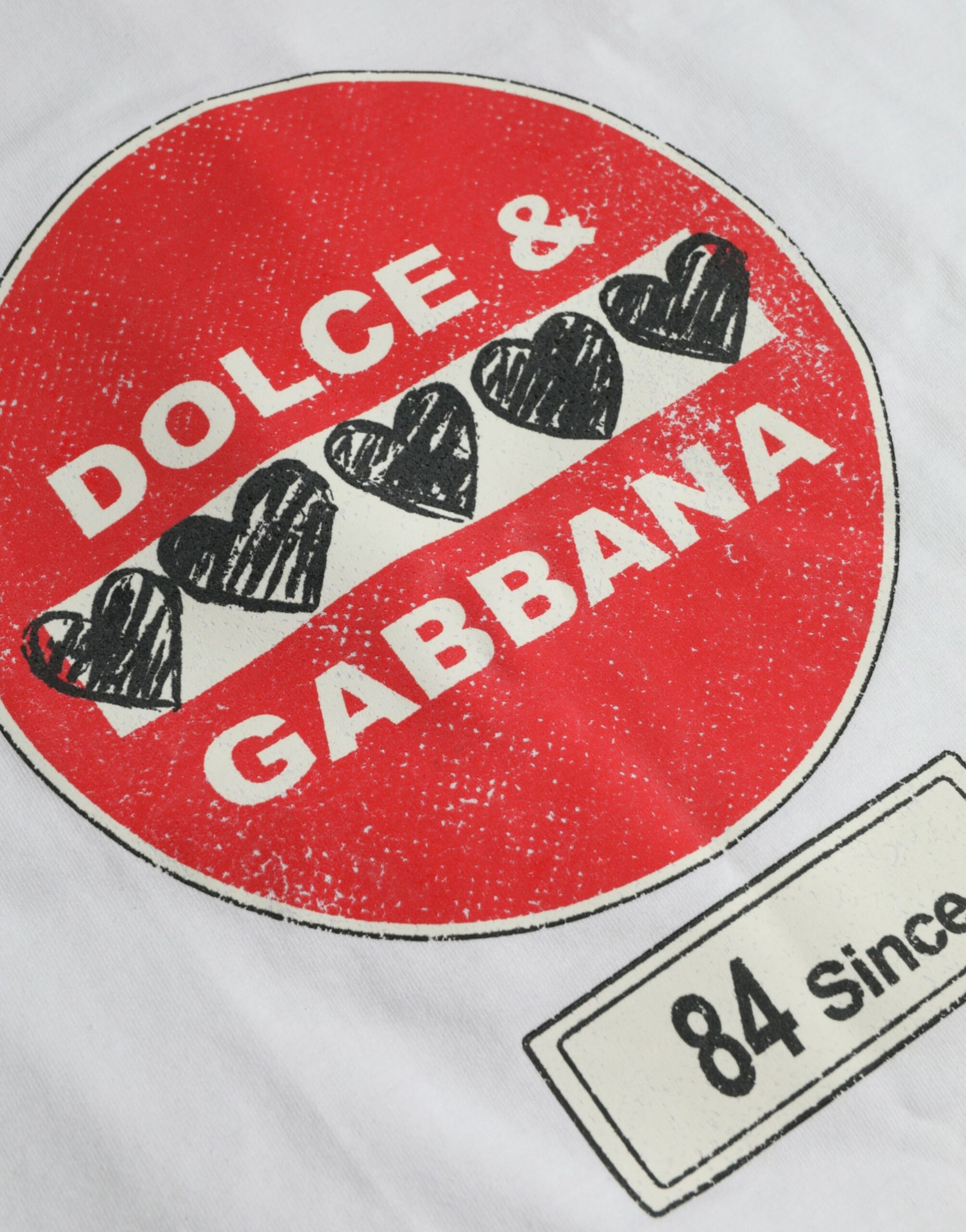 Camiseta de manga corta con cuello redondo y corazón de algodón blanco Amor de Dolce &amp; Gabbana
