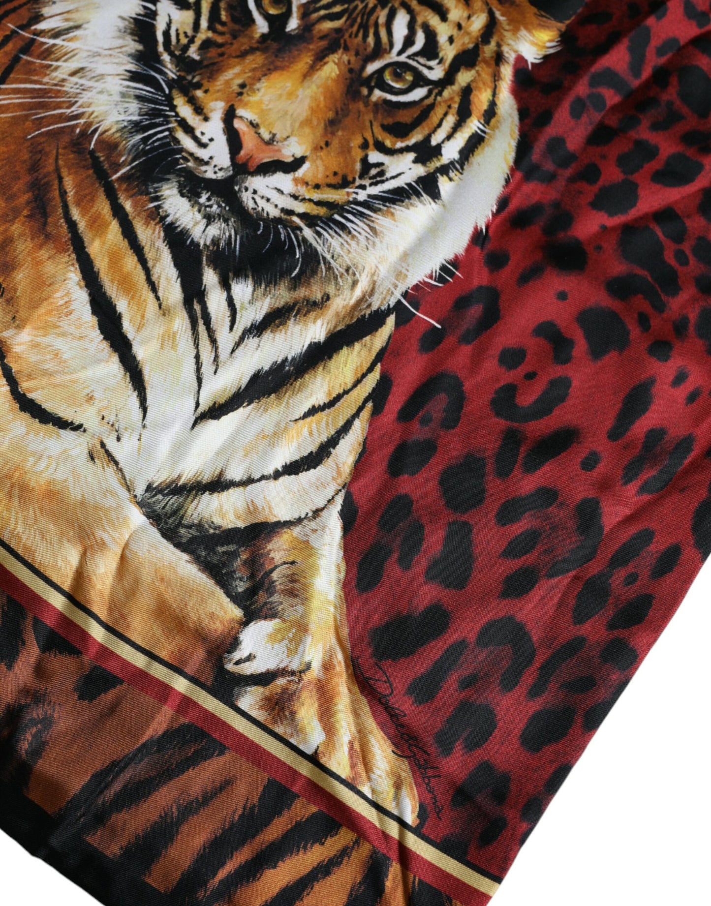 Camiseta de manga corta de algodón con estampado de tigre multicolor de Dolce &amp; Gabbana