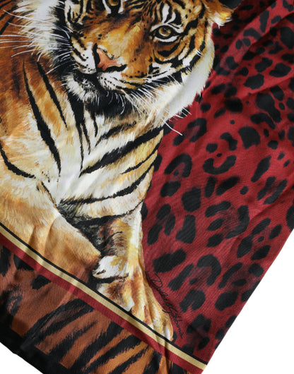 Camiseta de manga corta de algodón con estampado de tigre multicolor de Dolce &amp; Gabbana