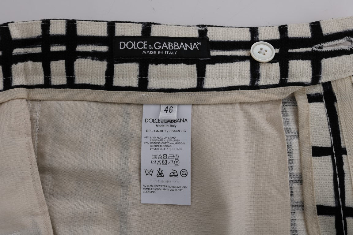 Pantalones cortos elegantes de lino y algodón a rayas de Dolce &amp; Gabbana