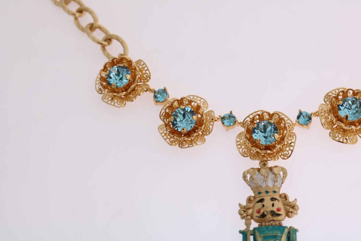 Dolce & Gabbana Elegant Gold Crystal Statement Necklace