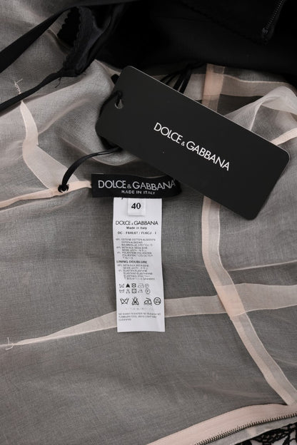 Vestido largo elegante negro con apliques florales de Dolce &amp; Gabbana