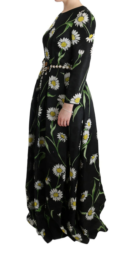 Elegante vestido largo con cristales y estampado de girasoles de Dolce &amp; Gabbana