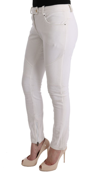 Ermanno Scervino Chic Pantalones blancos de algodón de corte slim