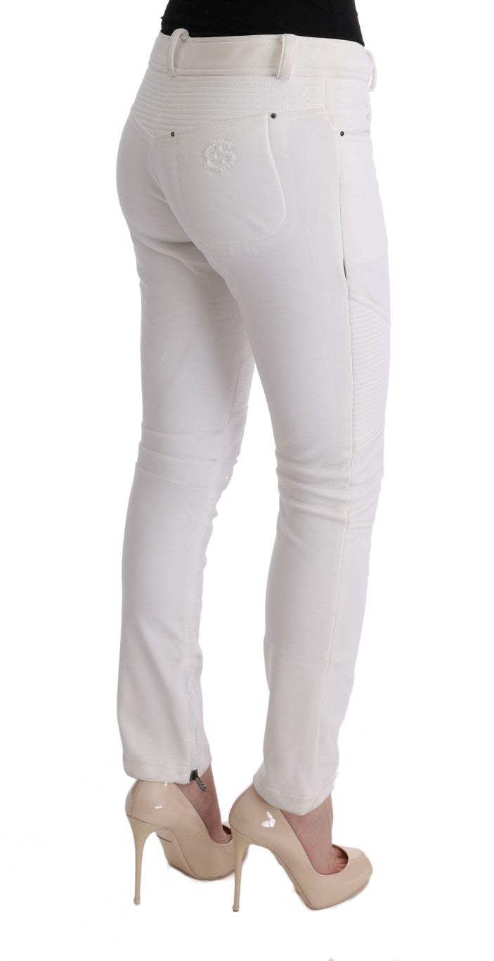 Ermanno Scervino Chic Pantalones blancos de algodón de corte slim