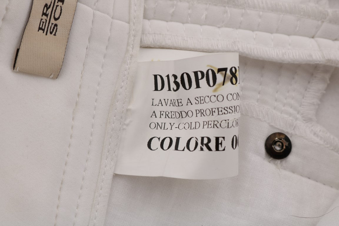 Ermanno Scervino Chic Pantalones blancos de algodón de corte slim