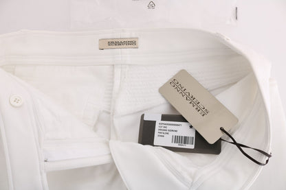 Pantalones de algodón blancos de corte entallado y elegantes de Ermanno Scervino