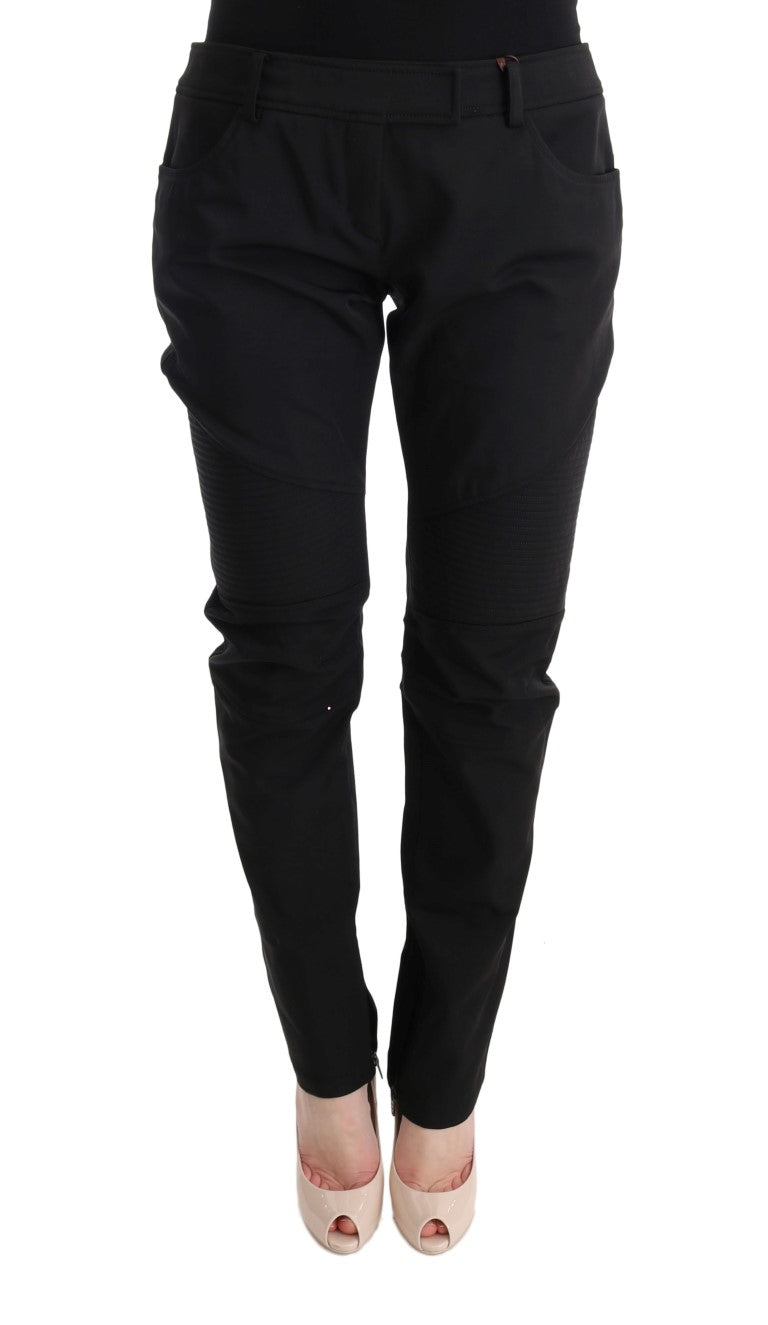 Ermanno Scervino Elegantes pantalones negros de corte slim de algodón