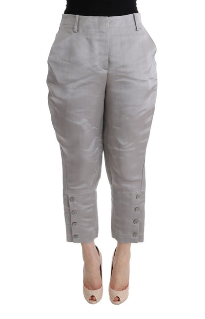 Pantalones de seda grises con corte cropped de Ermanno Scervino