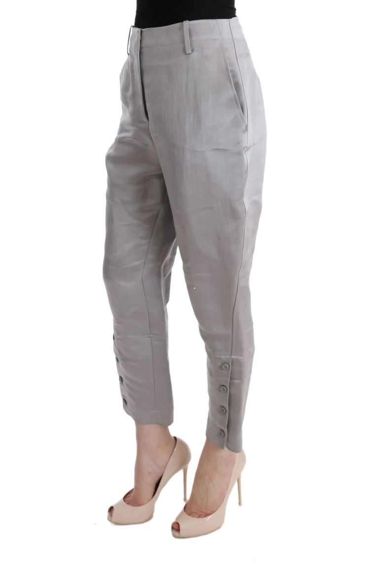 Pantalones de seda grises con corte cropped de Ermanno Scervino