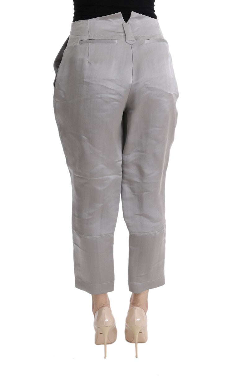 Pantalones de seda grises con corte cropped de Ermanno Scervino