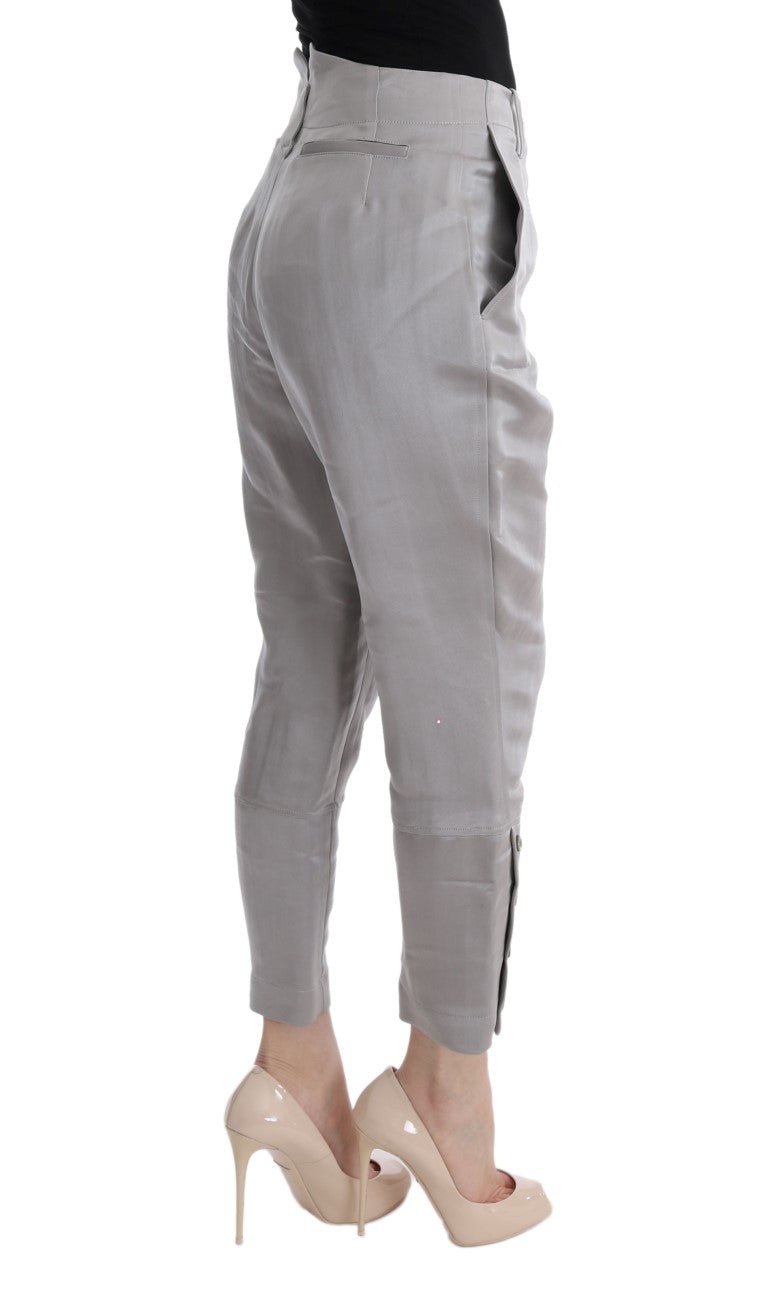 Pantalones de seda grises con corte cropped de Ermanno Scervino