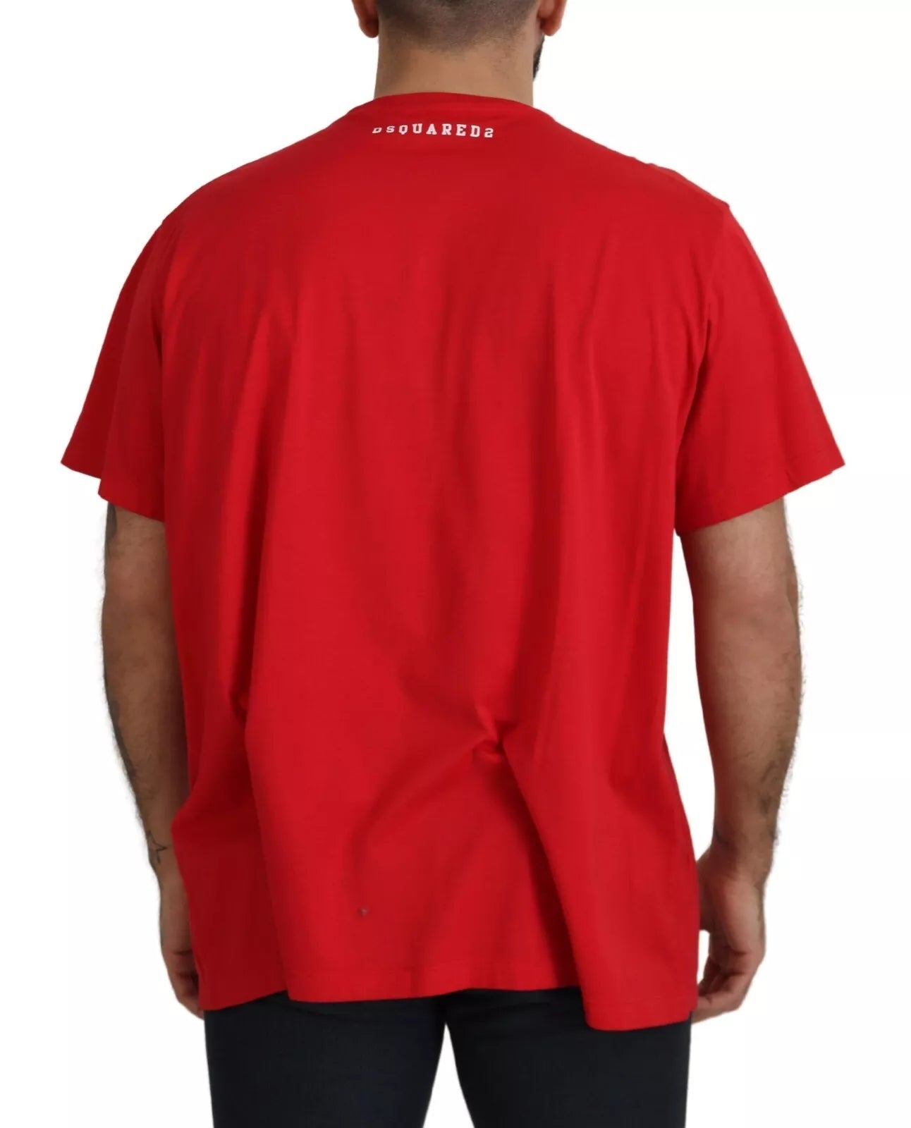 Camiseta de manga corta con cuello redondo y estampado rojo de algodón de Dsquared²