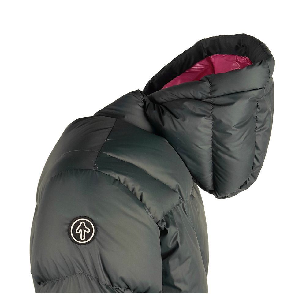 Centogrammi Elegant Fuchsia-Lined Grey Down Duvet Jacket