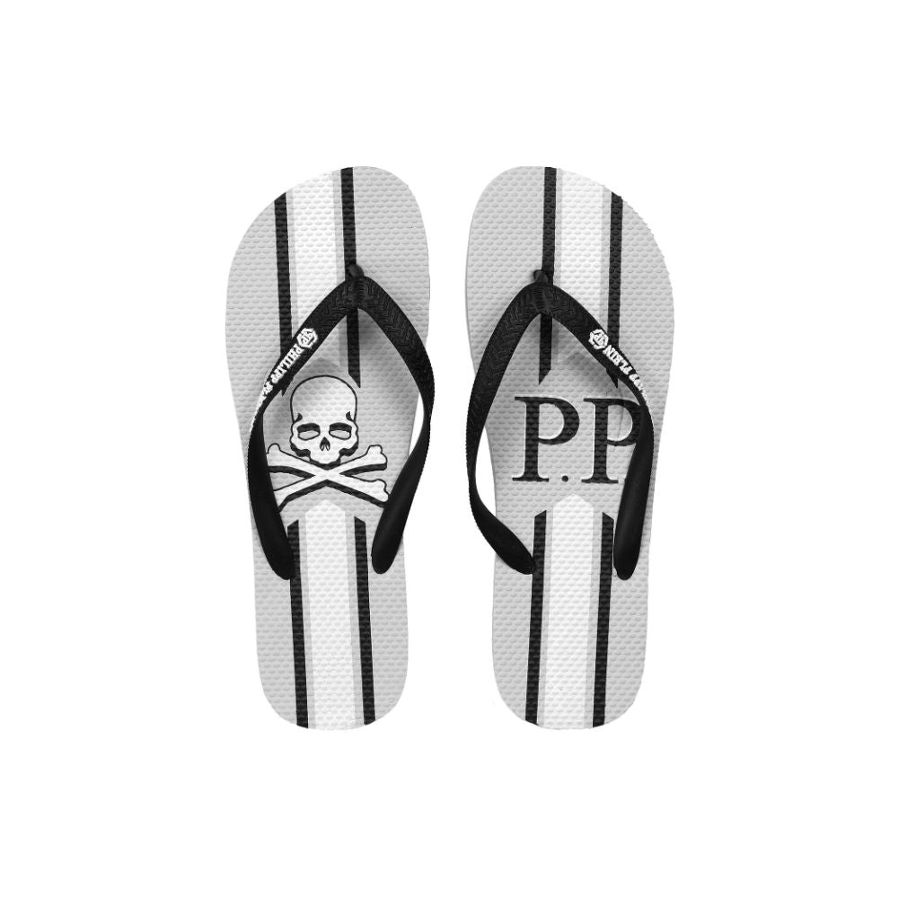 Chanclas con estampado de logotipo en gris elegante de Philipp Plein