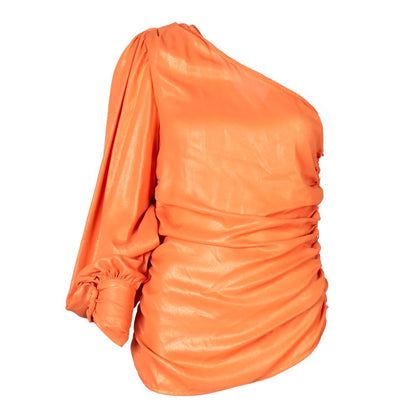 Blusa laminada chic color naranja de PINKO