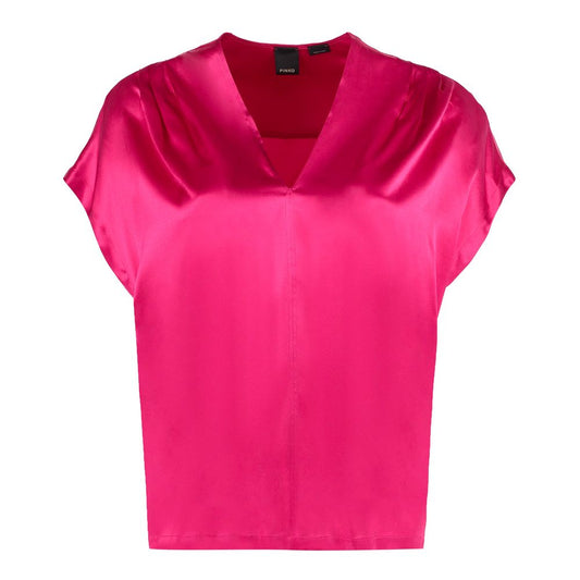 Blusa elegante de mezcla de seda fucsia de PINKO