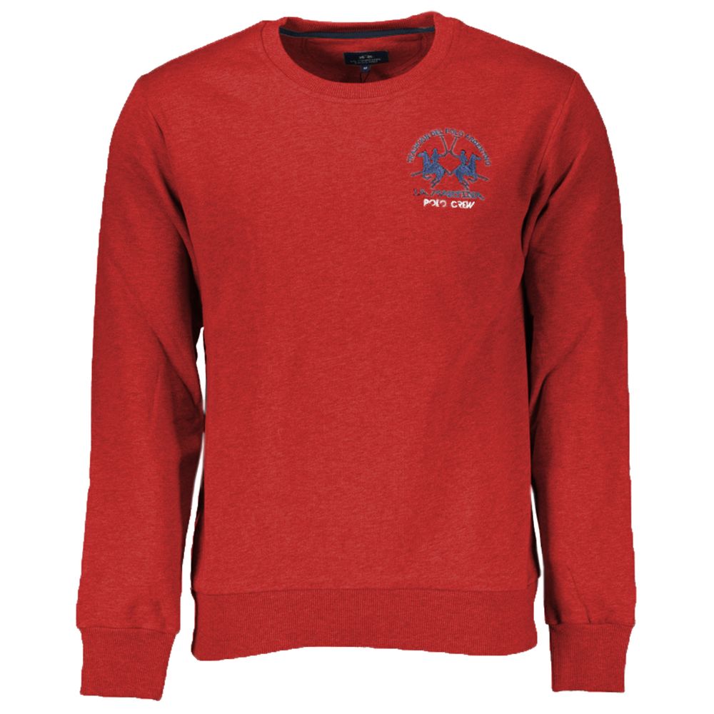 Suéter elegante de algodón rosa con cuello redondo de La Martina