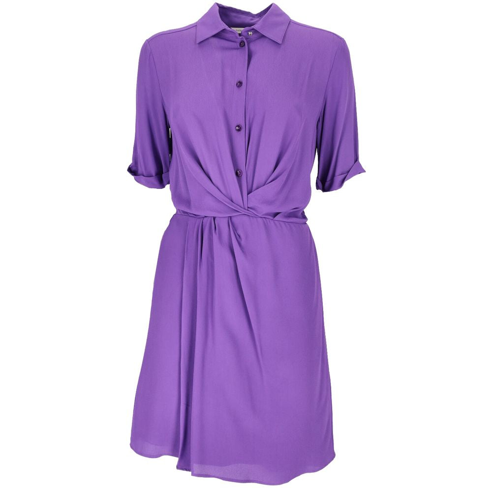 Vestido camisero elegante de manga corta acampanado en color morado de Patrizia Pepe