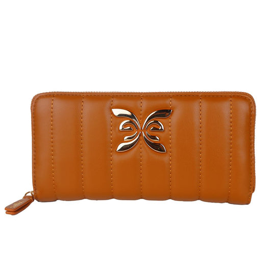 Cartera elegante de piel sintética acolchada en marrón