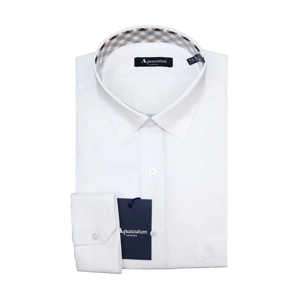 Camisa elegante de mezcla de algodón blanca Aquascutum