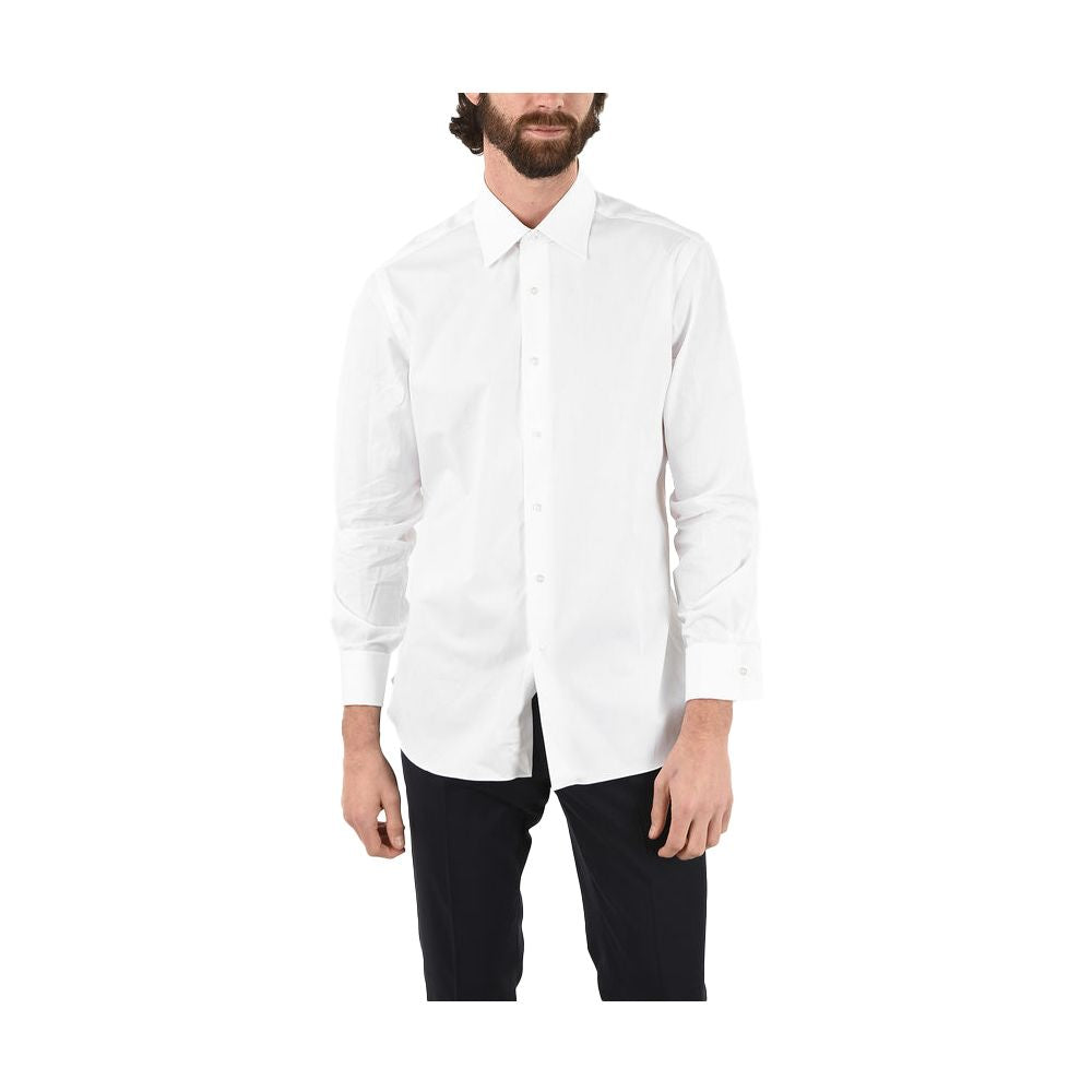 Camisa elegante de mezcla de algodón blanca Aquascutum