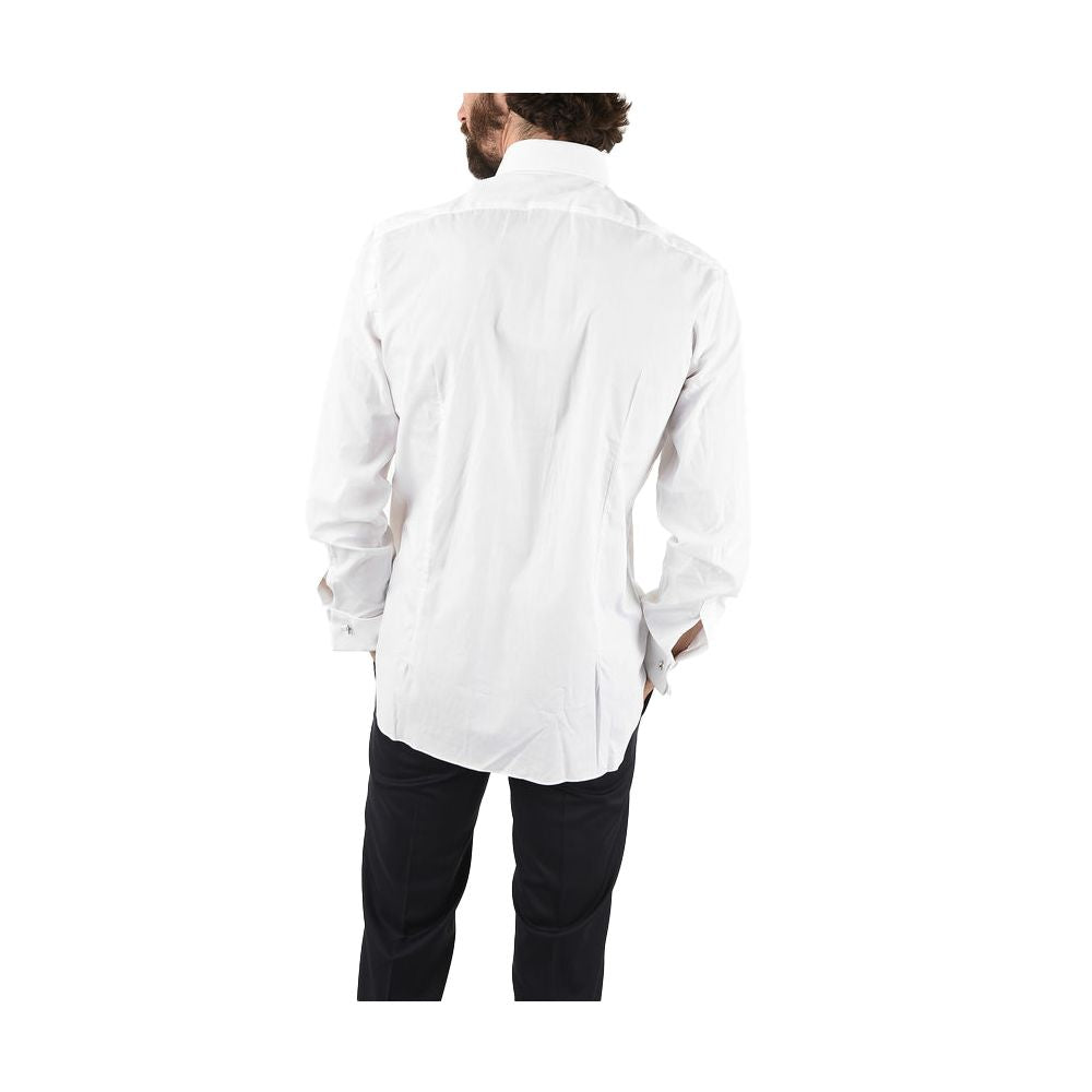 Camisa elegante de mezcla de algodón blanca Aquascutum