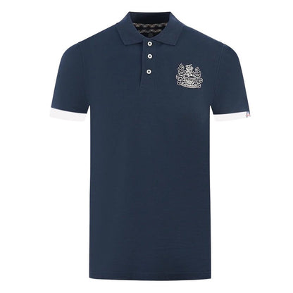 Polo elegante de algodón Aquascutum con emblema del logotipo en contraste