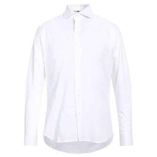 Camisa sofisticada de algodón blanco con logotipo bordado de Aquascutum