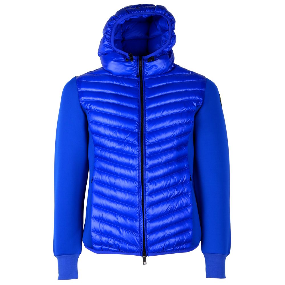 Chaqueta de plumón de nailon azul elegante con mangas elásticas de Centogrammi