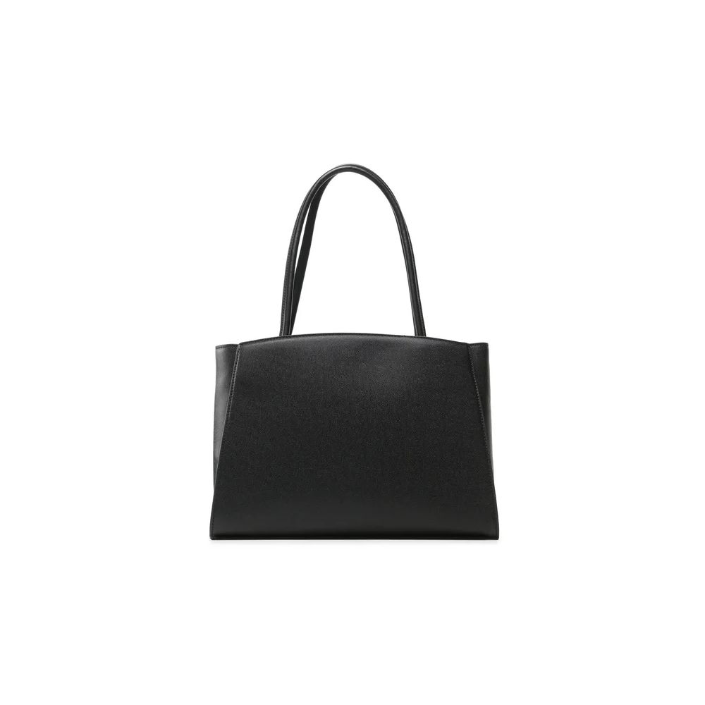 Bolso tote elegante de ébano con detalle de logotipo plateado