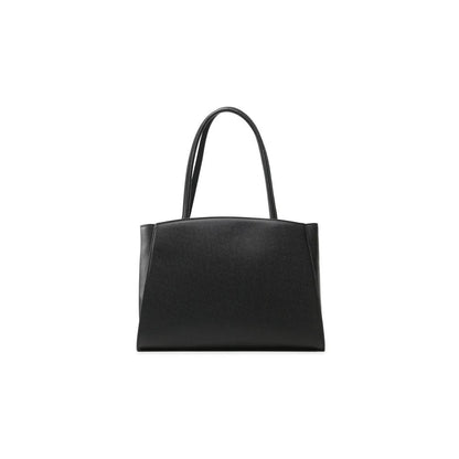 Bolso tote elegante de ébano con detalle de logotipo plateado