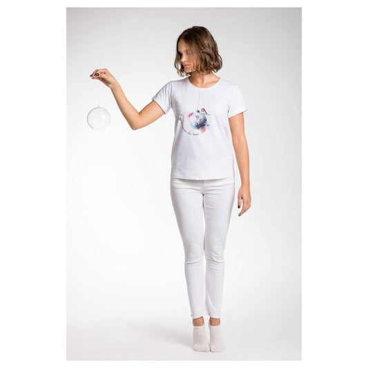 Camiseta de viscosa elástica blanca elegante A.Tratti