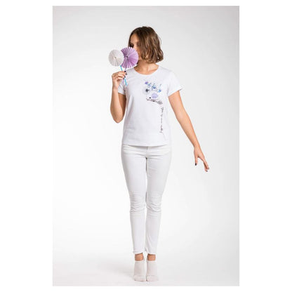 Camiseta elegante de viscosa elástica blanca A.Tratti