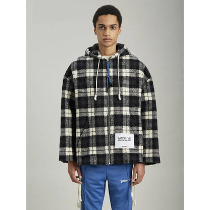 Chaqueta con capucha de cachemira con cuadros archivados de Palm Angels