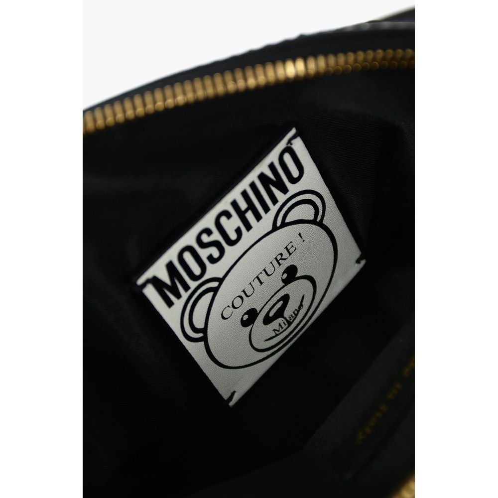 Elegante bolso de mano con estampado de osito de peluche y correa de piel de becerro