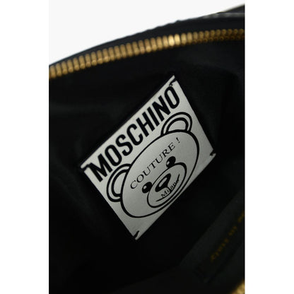 Elegante bolso de mano con estampado de osito de peluche y correa de piel de becerro