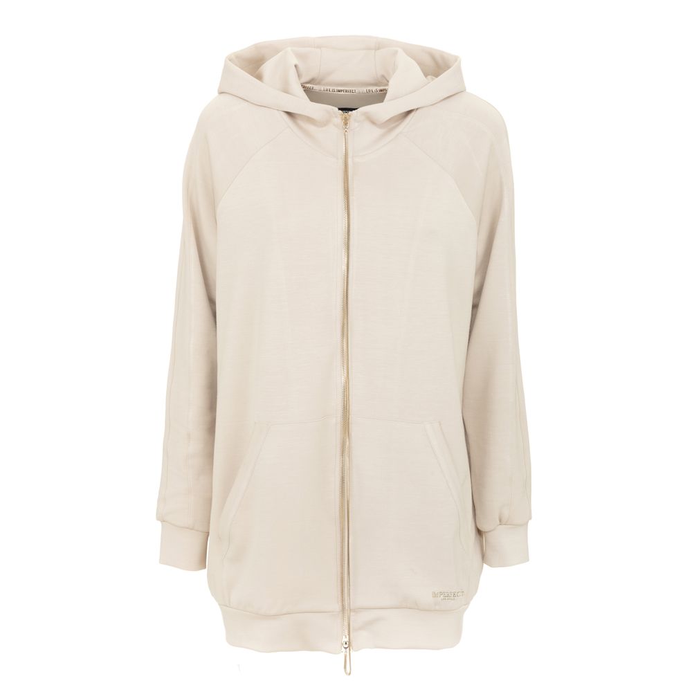 Sudadera con capucha beige con estampado floral imperfecto en la espalda para mujer