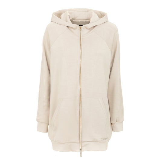 Sudadera con capucha beige con estampado floral imperfecto en la espalda para mujer