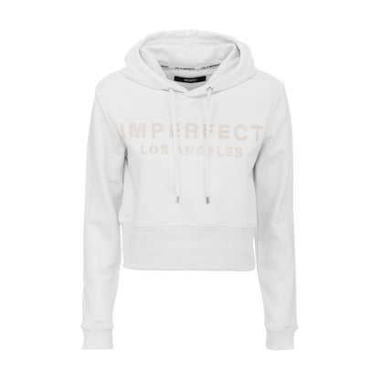 Sudadera con capucha blanca con logo de diamantes de imitación deslumbrantes e imperfectos