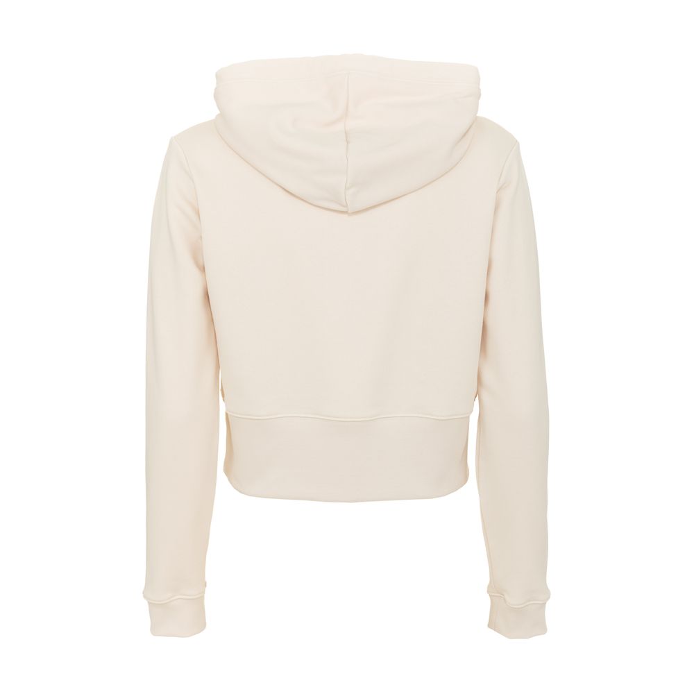 Sudadera con capucha con logotipo de diamantes de imitación en beige imperfecto
